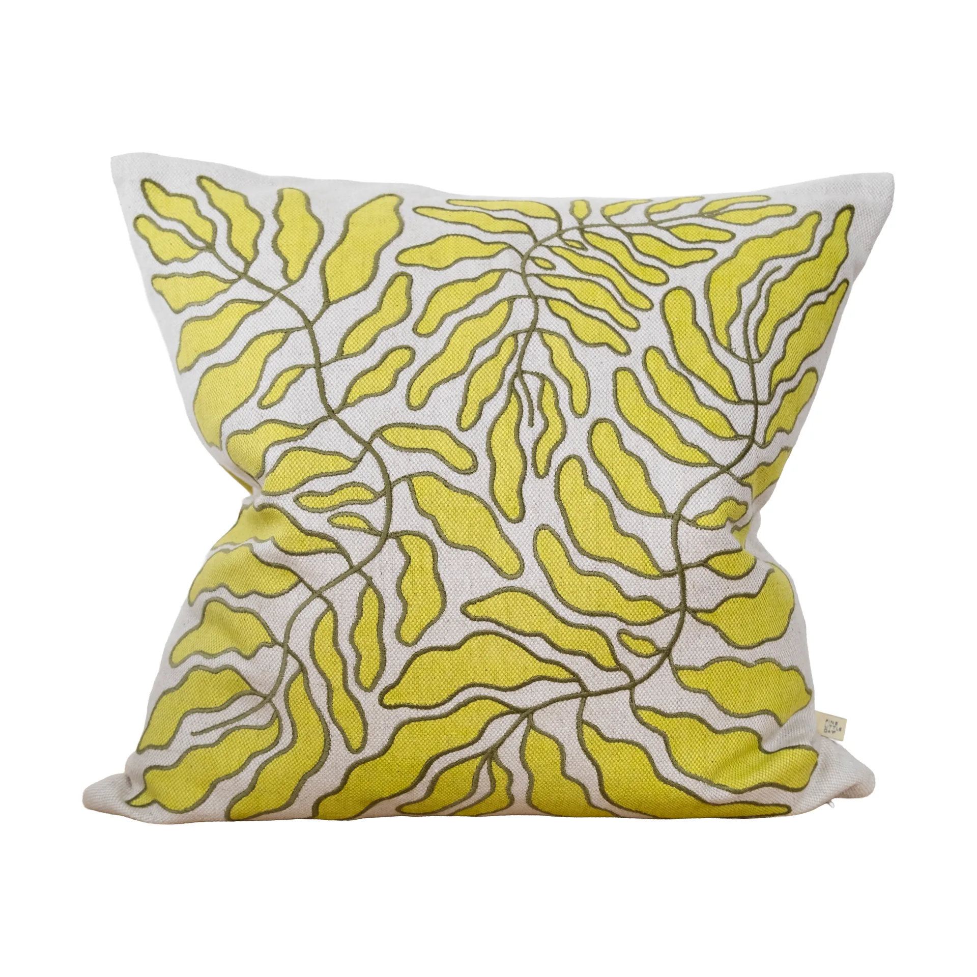 Leaves μαξιλαροθήκη κεντημένη 48x48 εκ., Lime-nature Fine Little Day
