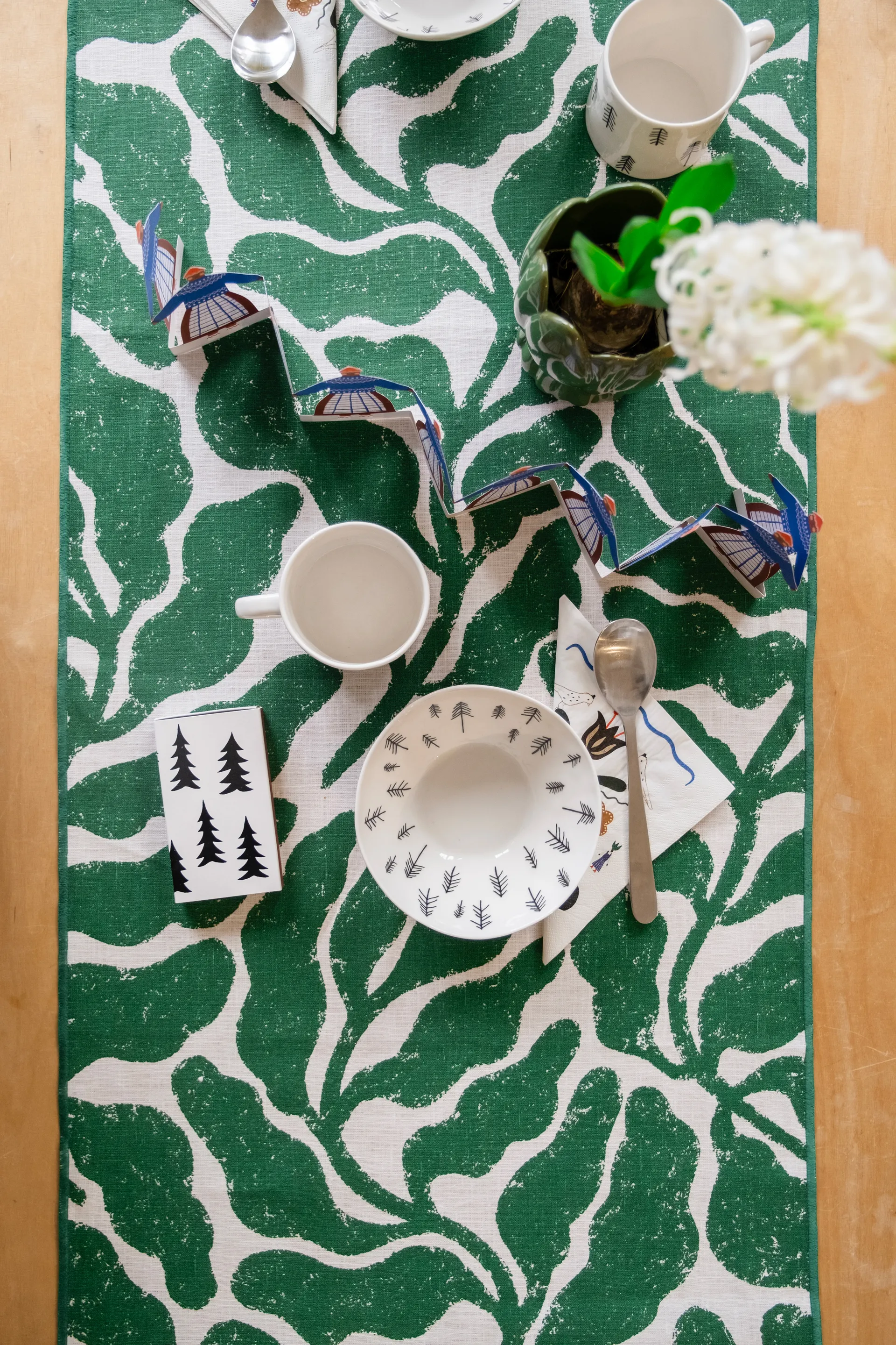 Leaves runner 45x180 εκ., Green Fine Little Day