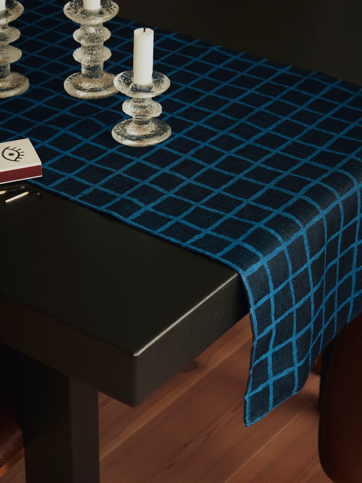 Rutig jacquard-υφαντό μακρόστενo τραπεζομάντιλo 45x150 cm, Μπλε-μαύρο Fine Little Day