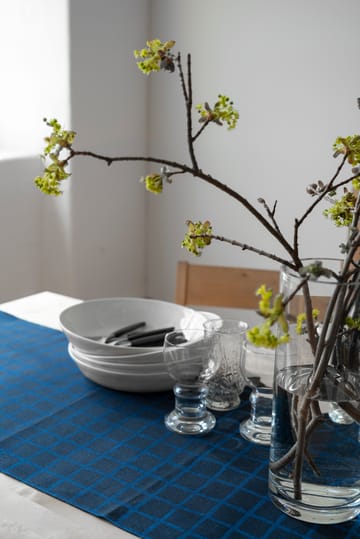 Rutig jacquard-υφαντό μακρόστενo τραπεζομάντιλo 45x150 cm - Μπλε-μαύρο - Fine Little Day