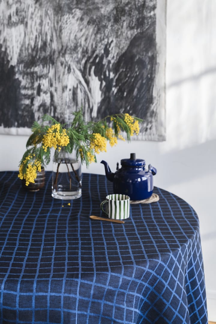 Rutig jacquard-woven τραπέζι cloth 147x250 cm, Μπλε-μαύρο Fine Little Day