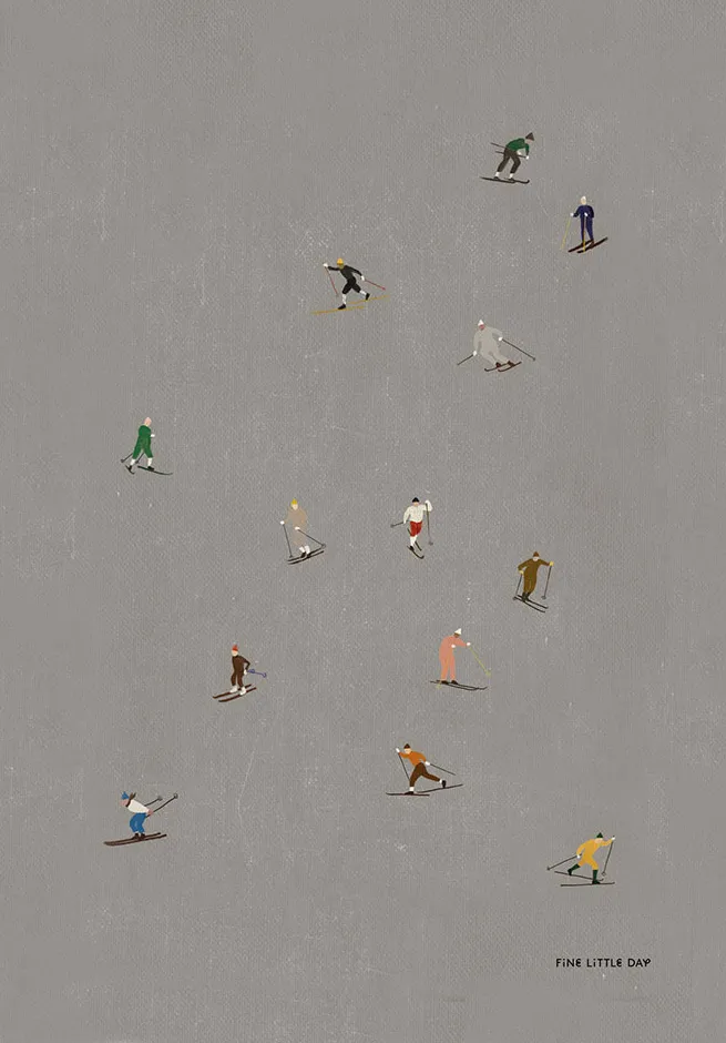 Skiers αφίσα 50x70 cm, γκρι Fine Little Day