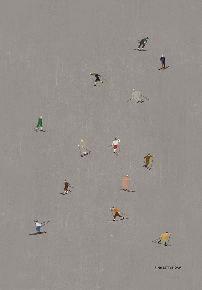 Skiers αφίσα 50x70 cm - γκρι - Fine Little Day