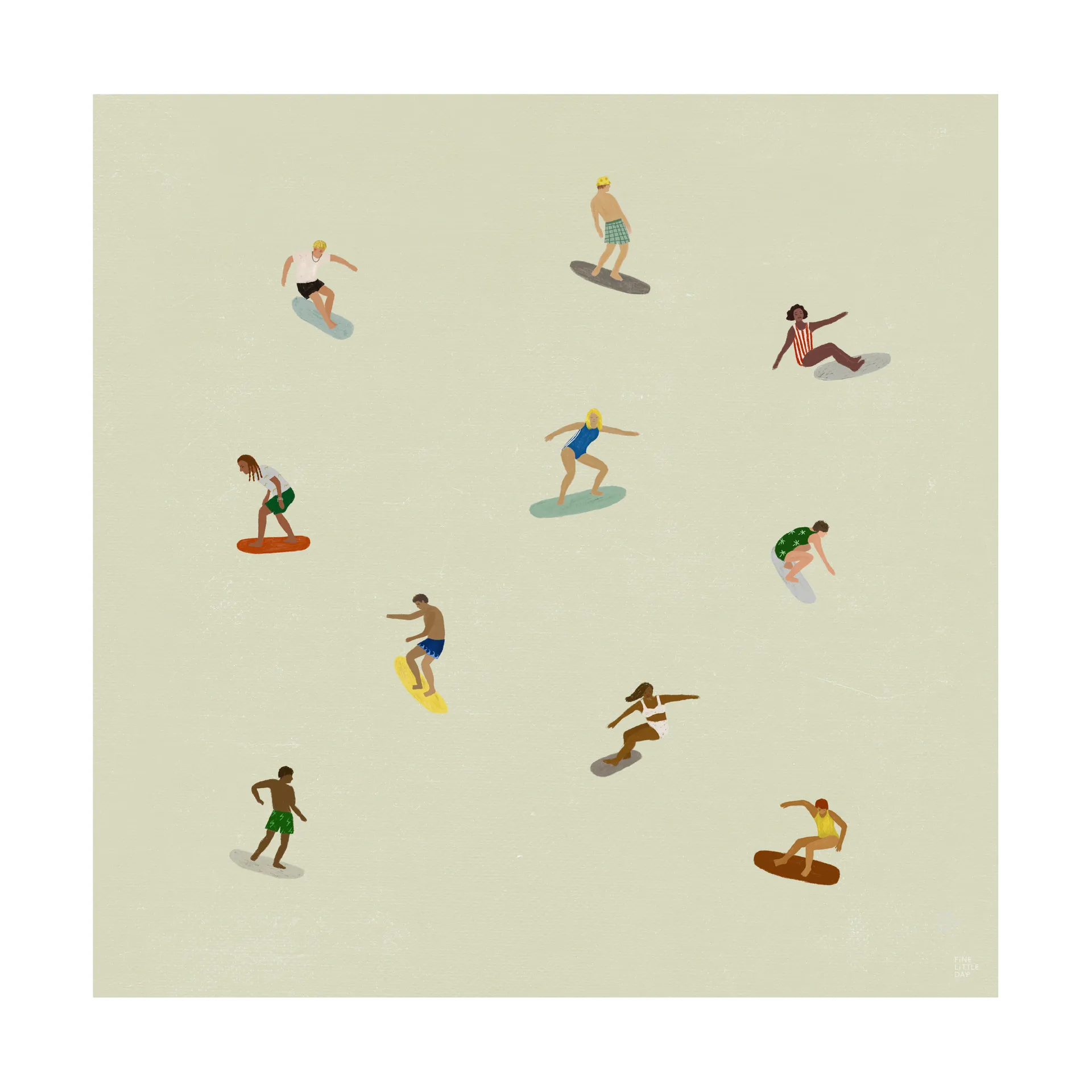Surfers αφίσα, Beige, 40x40 cm Fine Little Day
