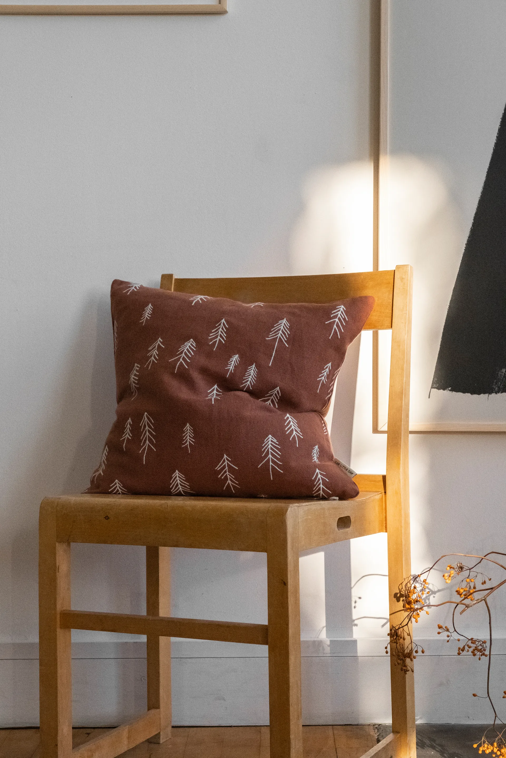 Tall μαξιλαροθήκη 48x48 cm, Τερακότα-λευκό Fine Little Day