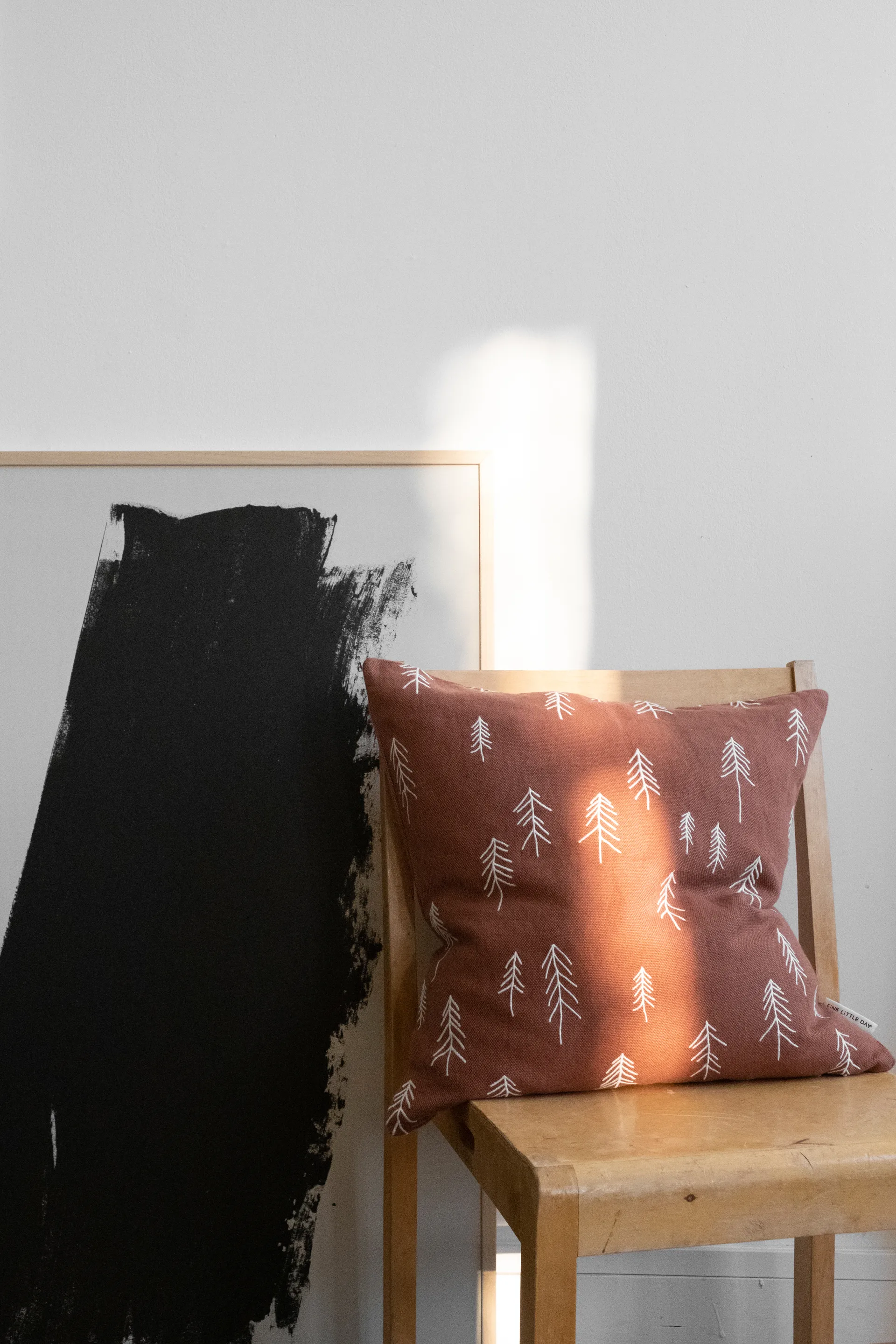 Tall μαξιλαροθήκη 48x48 cm, Τερακότα-λευκό Fine Little Day