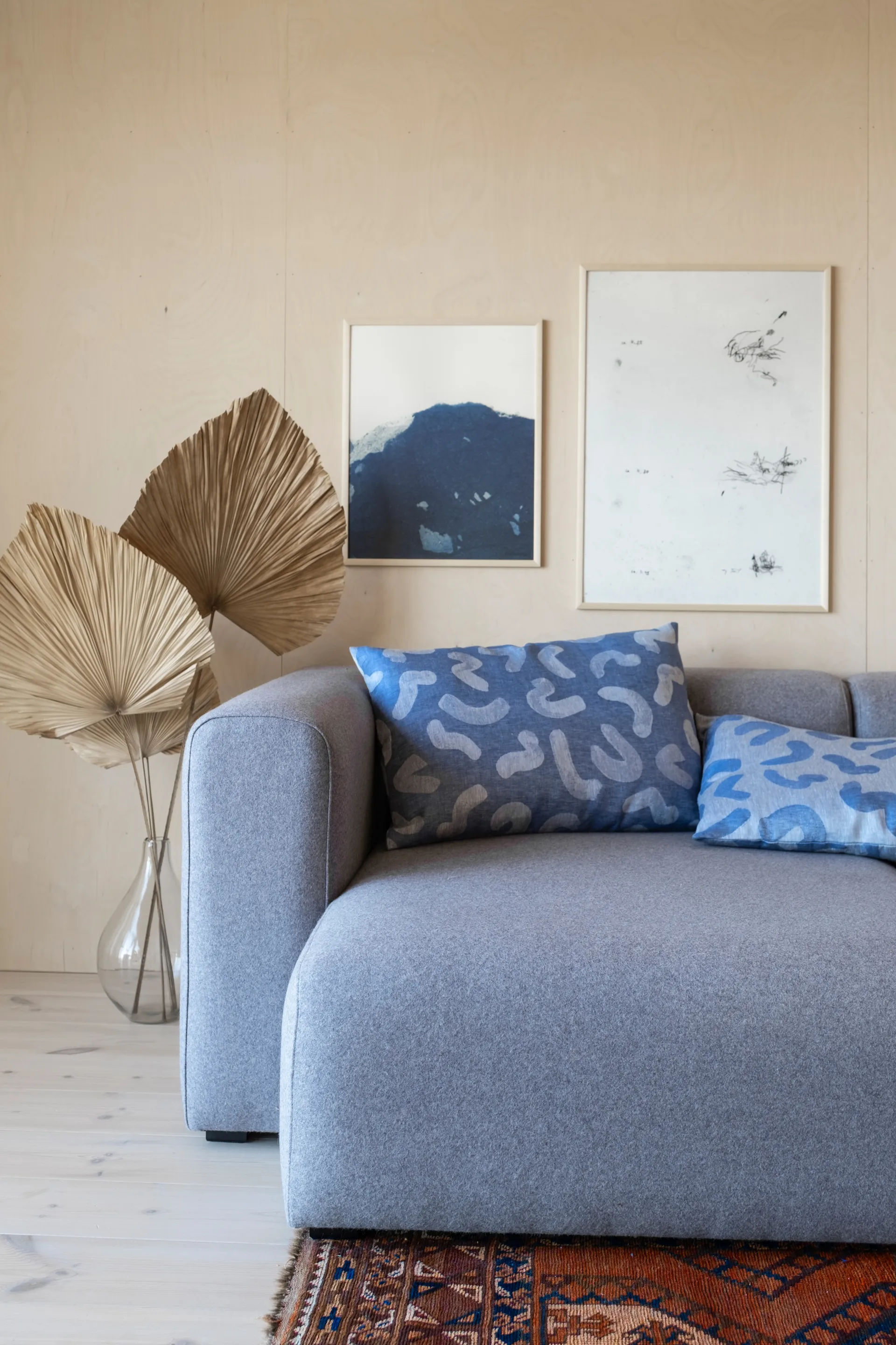 Udon μαξιλαροθήκη 68x48 cm, Μπλε-λευκό Fine Little Day