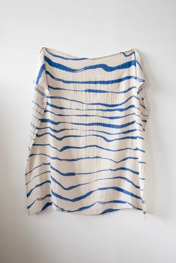 Ριχτάρι Våg muslin 120x120 cm - Μπλε - Fine Little Day