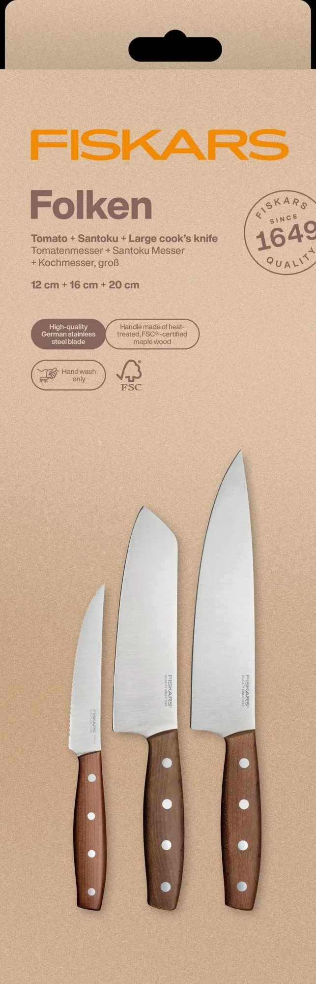 Folken σετ μαχαιριών, 3 τεμάχια Fiskars