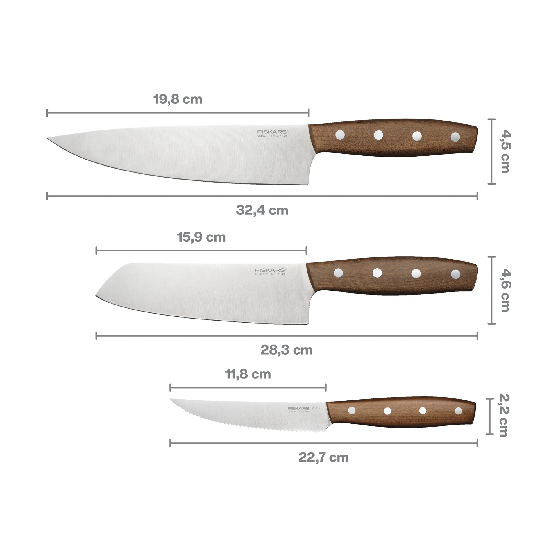 Folken σετ μαχαιριών, 3 τεμάχια Fiskars