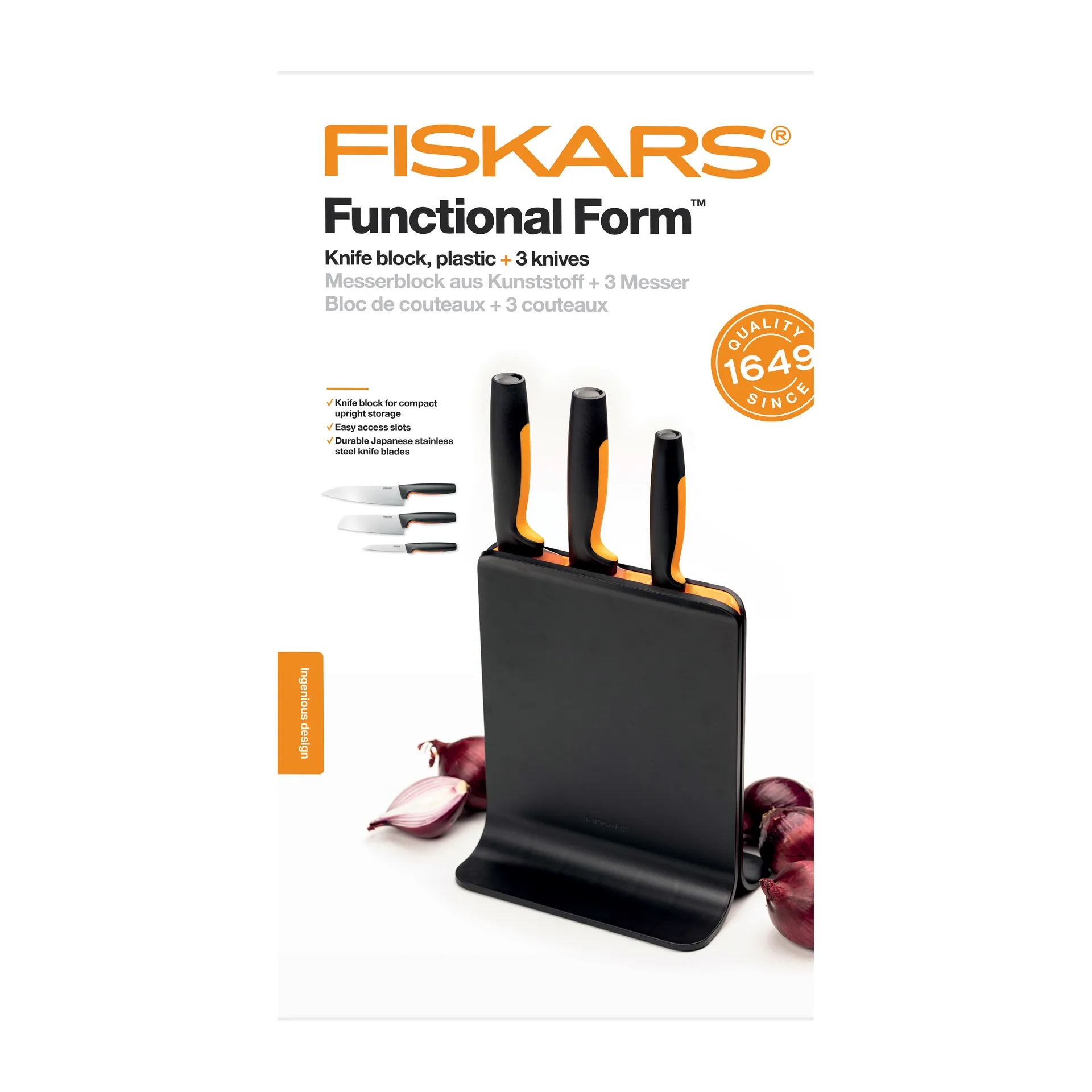 Functional Form πλαστική θήκη με 3 μαχαίρια, 4 τεμάχια Fiskars