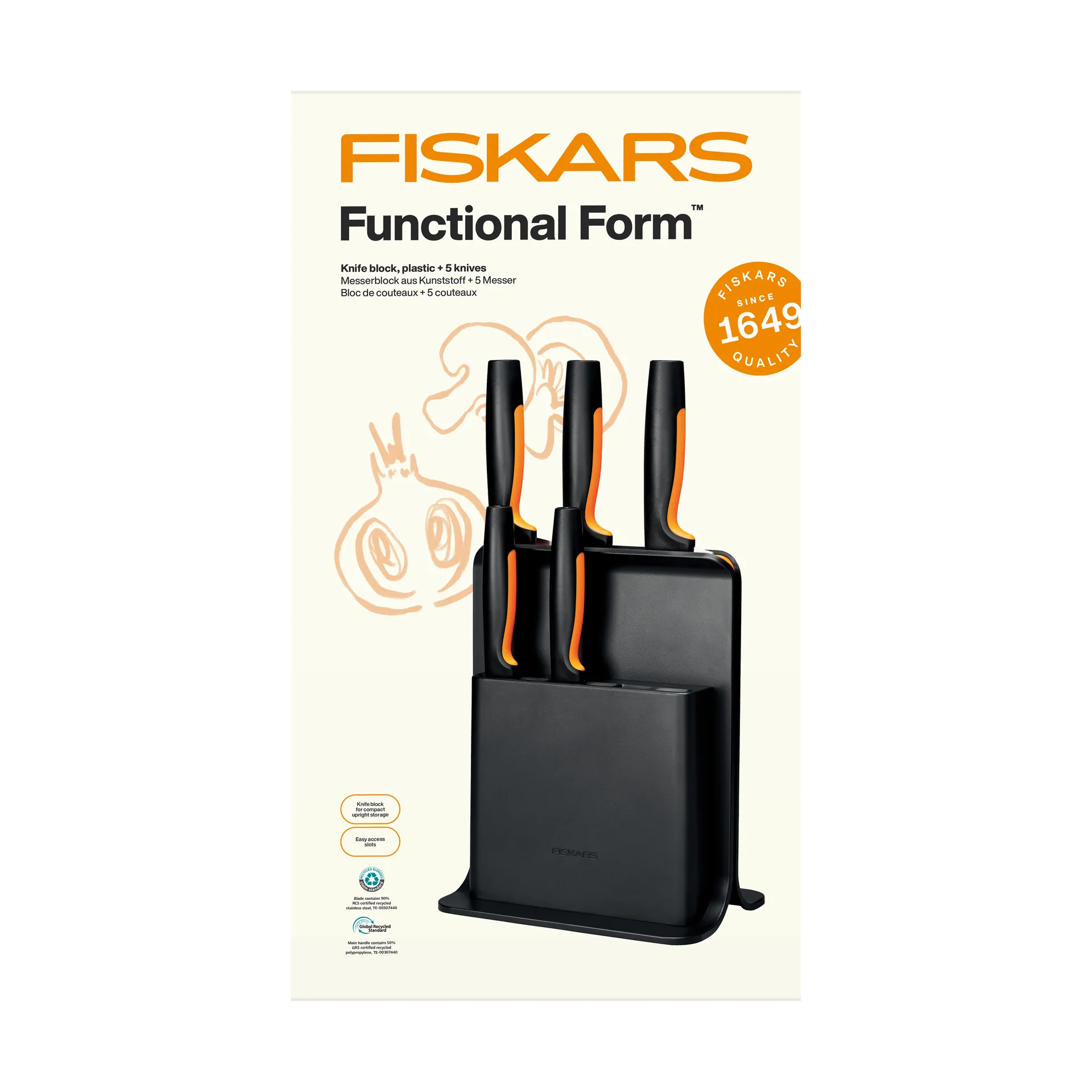 Functional Form σετ μαχαιριών με μπλοκ μαχαιριών, Πλαστικό, 6 τεμάχια Fiskars