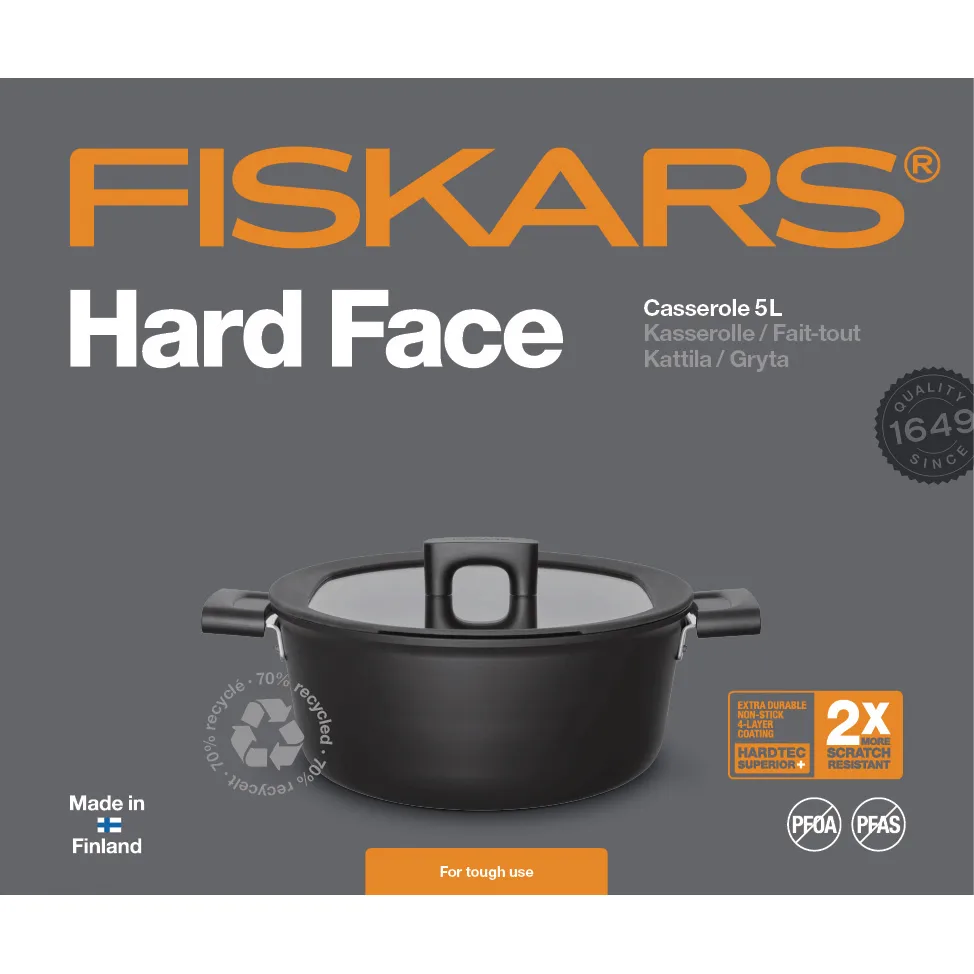 Hard Face κατσαρόλα με καπάκι, 5 l Fiskars