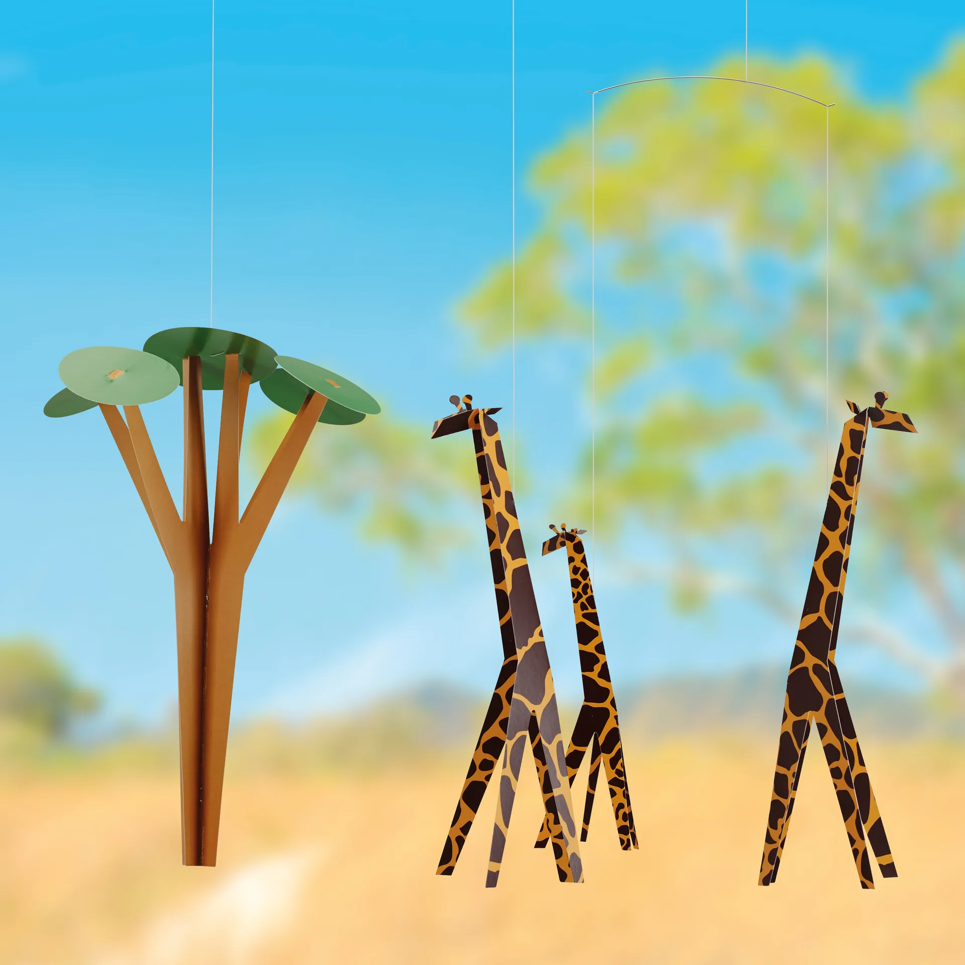 Giraffes on the Savannah μόμπιλε, πολύχρωμο Flensted Mobiles