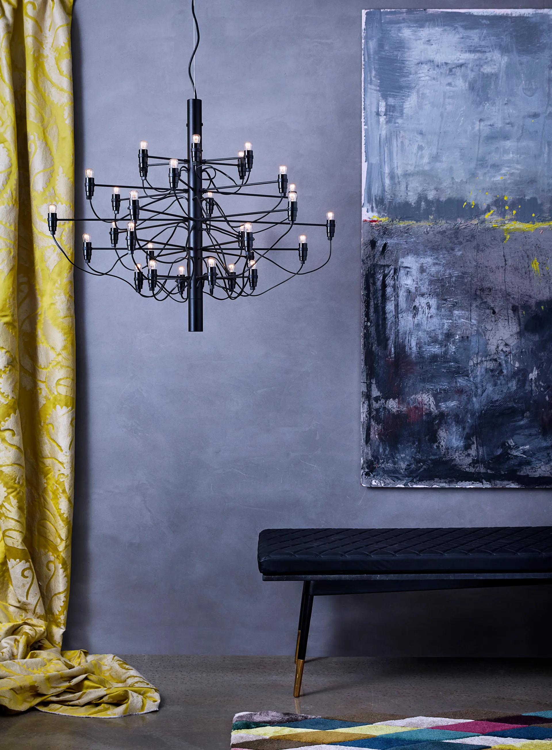 2097 Sarfatti πολυέλαιος, Ματ μαύρο 30 λαμπτήρες Flos