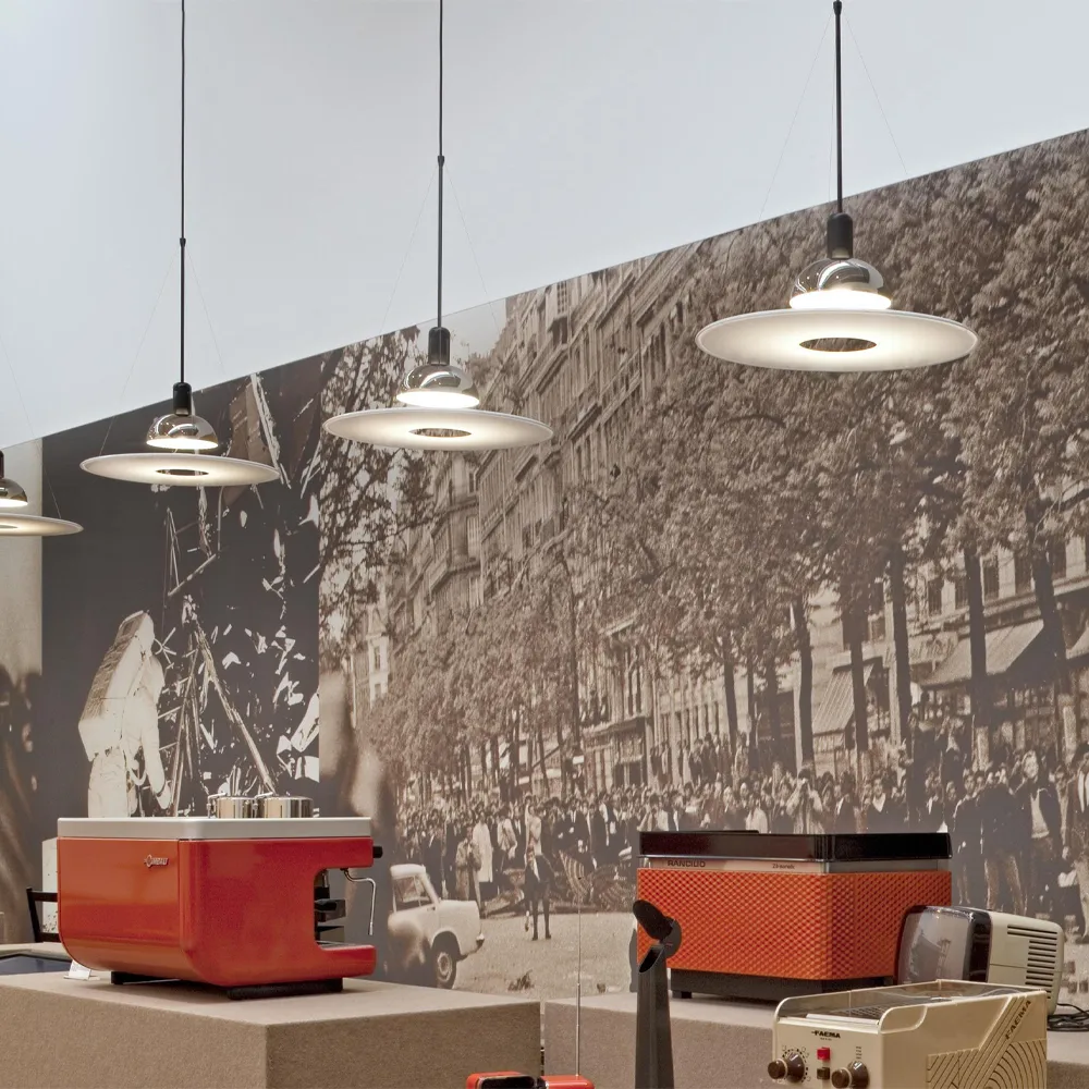 Frisbi κρεμαστό φωτιστικό, Λευκό οπαλίνα γυαλί Flos