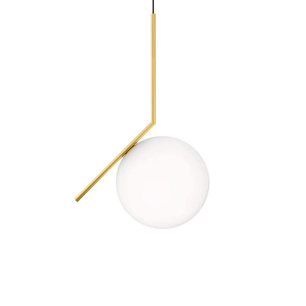 IC lights S2 κρεμαστό φωτιστικό, Βουρτσισμένο ορείχαλκο-opal Flos