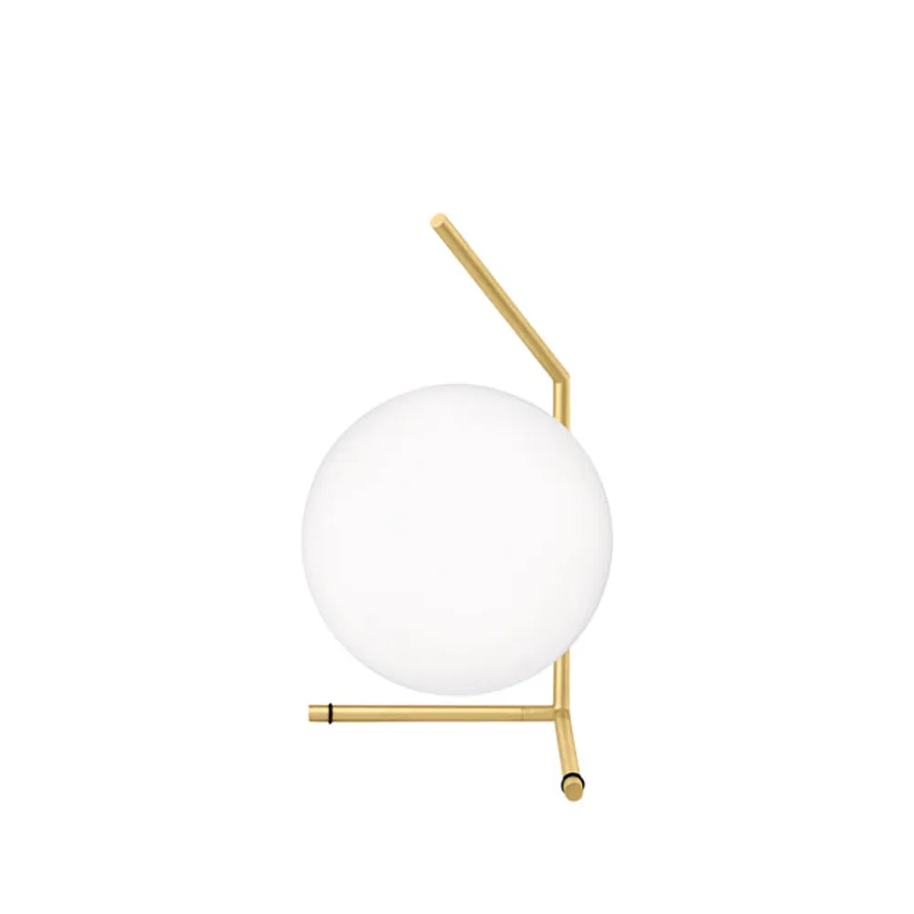 IC lights T1 low επιτραπέζιο φωτιστικό, Βουρτσισμένο ορείχαλκο-opal Flos