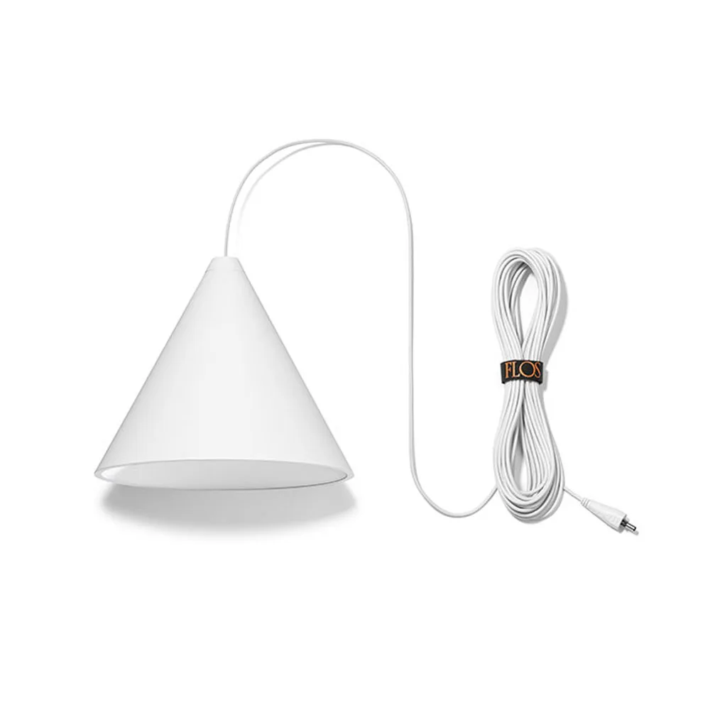 String Light Cone κρεμαστό φωτιστικό, Λευκό, 22 m καλώδιο Flos