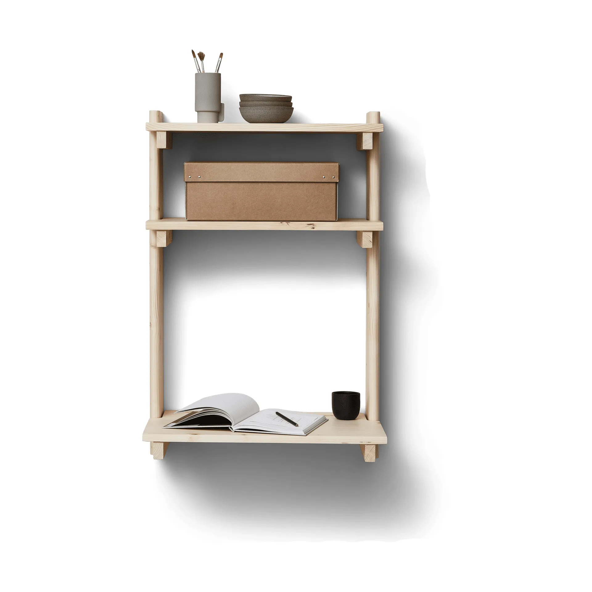 Beam ραφιέρα τοίχου με γραφείο, Πευκόξυλο Form & Refine