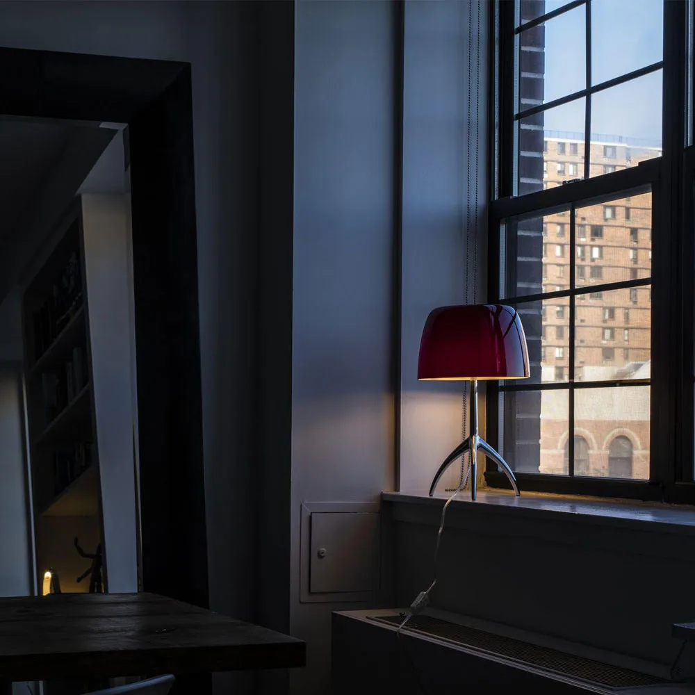 Lumiere Grande Dimbar επιτραπέζιο φωτιστικό, θερμό λευκό, μαύρο χρώμιο Foscarini