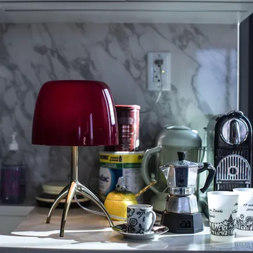 Lumiere Piccola Dimbar επιτραπέζιο φωτιστικό - Λευκή οθόνη-αλουμινένια βάση - Foscarini