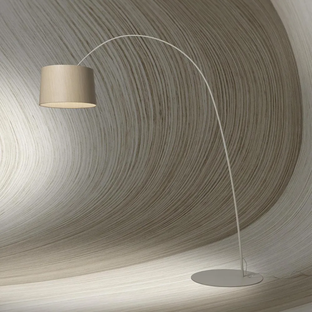 Twiggy Wood επιδαπέδια λάμπα, γκριζ-μπεζ Foscarini