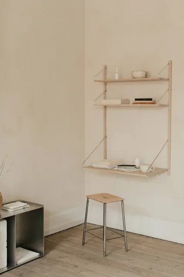 Adam σκαμπό - Raw steel-natural leather, H:50 cm - FRAMA