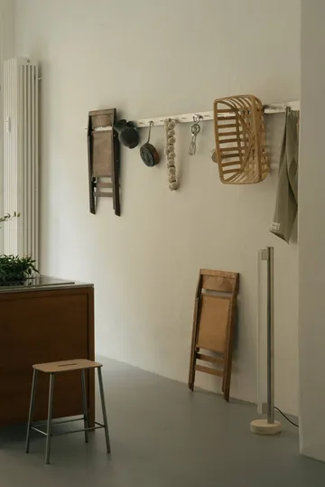 Adam σκαμπό - Raw steel-natural leather, H:65 cm - FRAMA