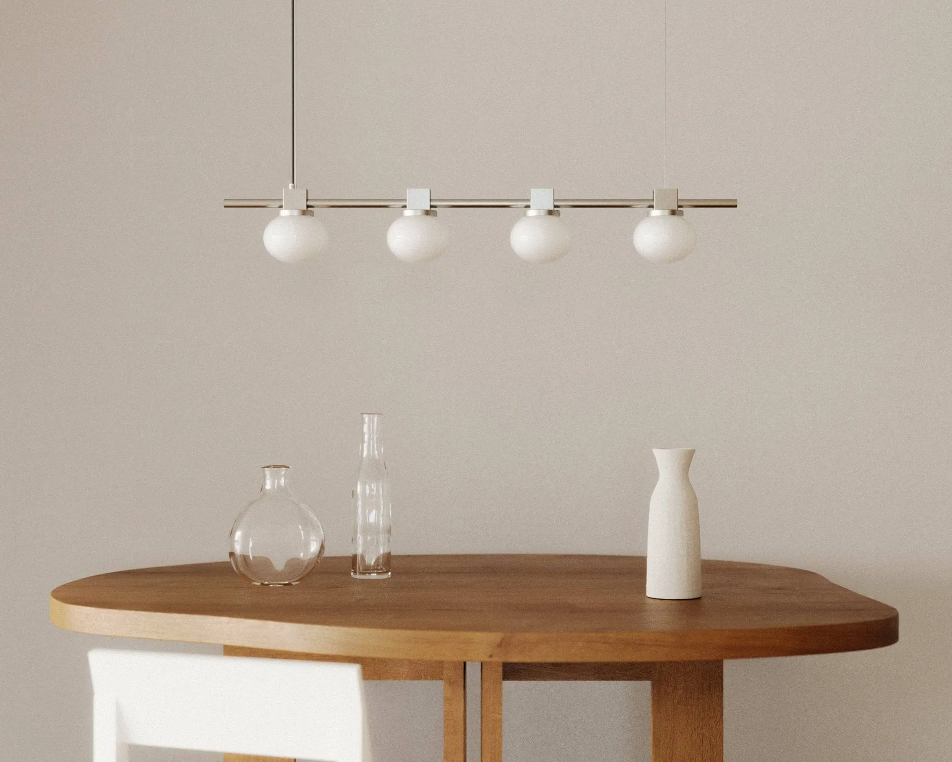 Ovoid Pendant Light Quadruple κρεμαστό φωτιστικό, Ανοξείδωτο ατσάλι, οπαλίνα FRAMA