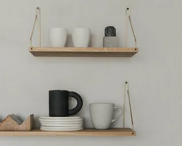 Single Shelf επιτοίχιο ράφι - Δρυς-ορείχαλκος, 40x20 cm - FRAMA