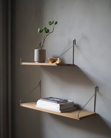 Single Shelf επιτοίχιο ράφι - Δρυς-ανοξείδωτο ατσάλι, 40x20 cm - FRAMA