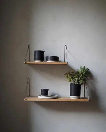 Single Shelf επιτοίχιο ράφι - Δρυς-Μαύρο, 60x20 cm - FRAMA