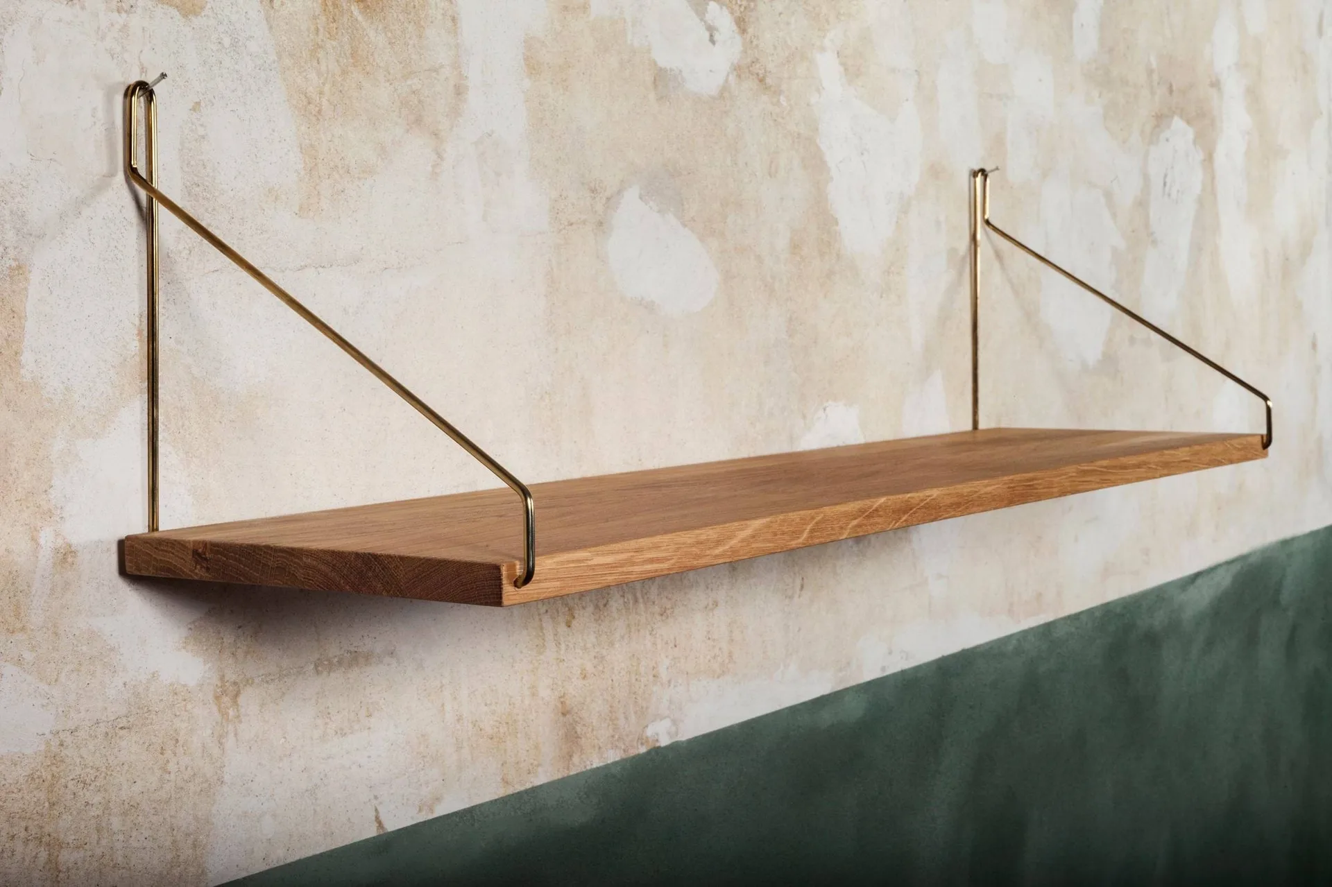 Single Shelf επιτοίχιο ράφι, Δρυς-ορείχαλκος, 80x20 cm FRAMA