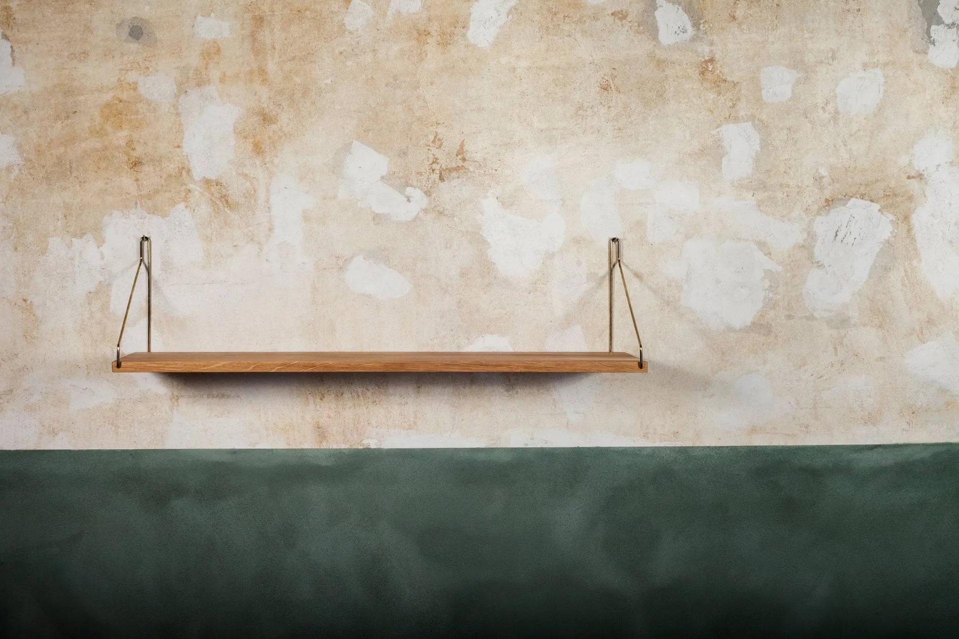 Single Shelf επιτοίχιο ράφι, Δρυς-ορείχαλκος, 80x20 cm FRAMA