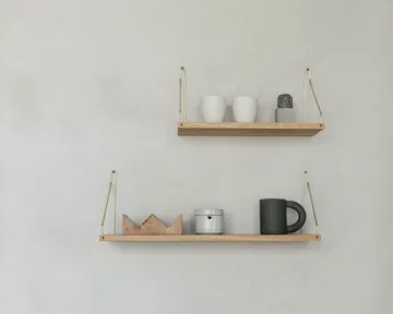 Single Shelf επιτοίχιο ράφι - Δρυς-ορείχαλκος, 80x20 cm - FRAMA