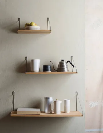 Single Shelf επιτοίχιο ράφι - Δρυς-ανοξείδωτο ατσάλι, 80x27 cm - FRAMA
