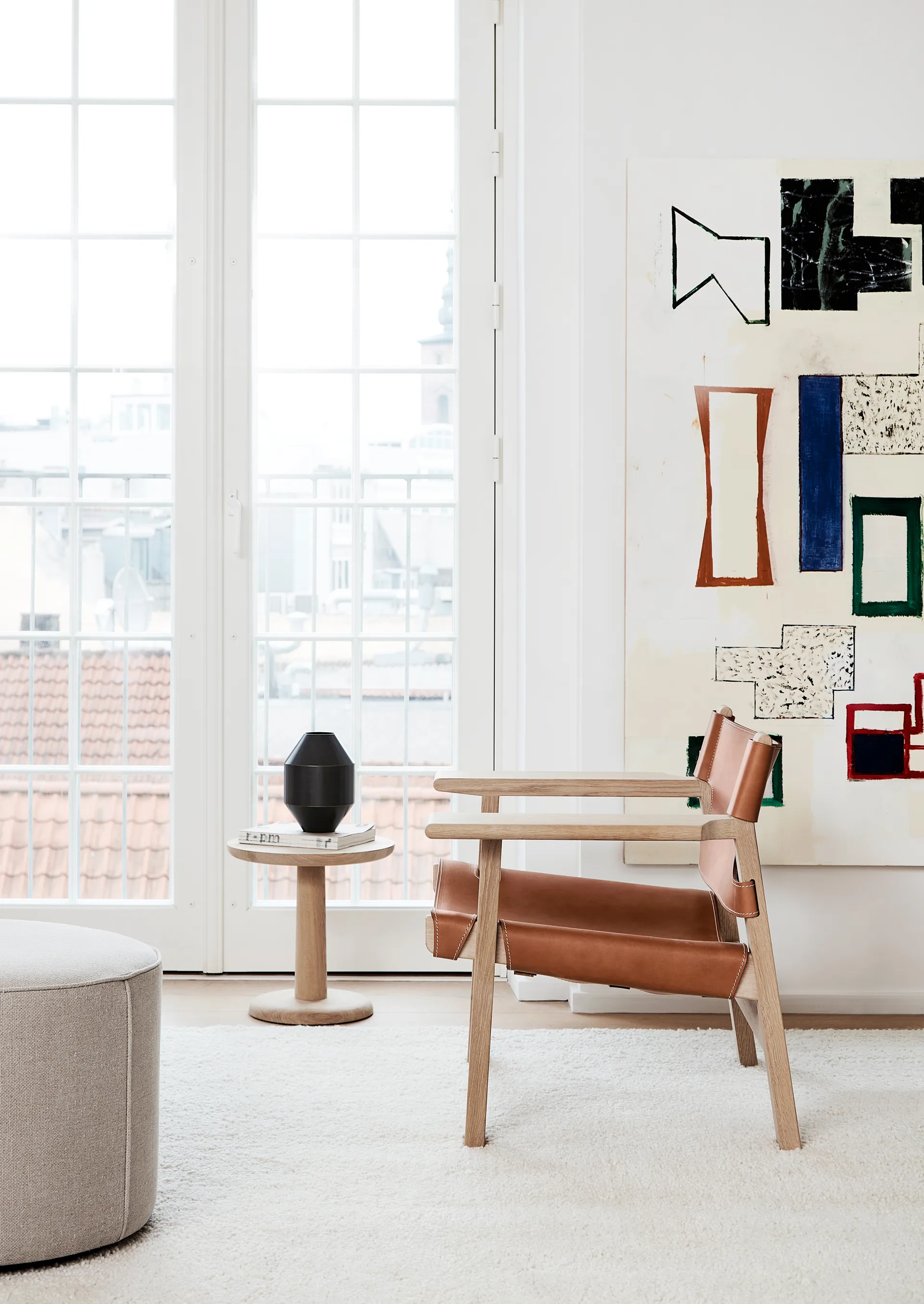 Η ισπανική πολυθρόνα, Δέρμα κονιάκ-ανοιχτό λαδωμένη δρυς Fredericia Furniture