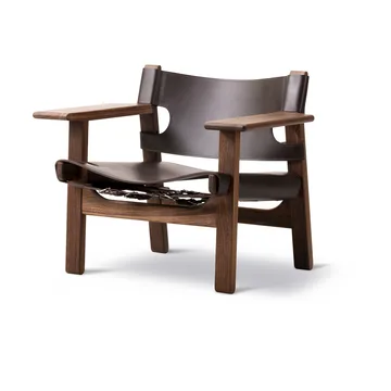 Η ισπανική πολυθρόνα - Δέρμα σκούρο καφέ-λαδωμένη καρυδιά - Fredericia Furniture