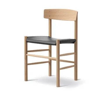 J39 καρέκλα - Δρυς σαπωνομένο-δέρμα Omni 301 Μαύρο - Fredericia Furniture