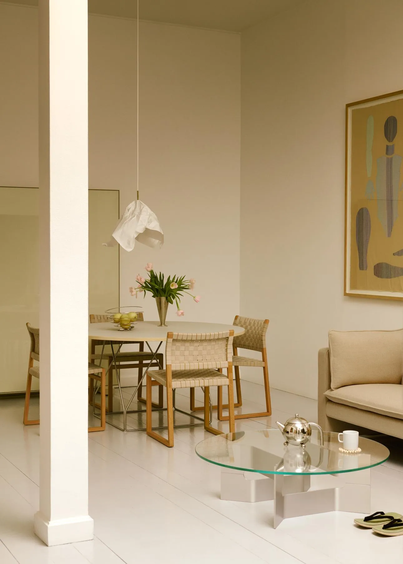 Τραπέζι σαλονιού JG Ø98 cm, Γυαλί-βούρτσιστο αλουμίνιο Fredericia Furniture