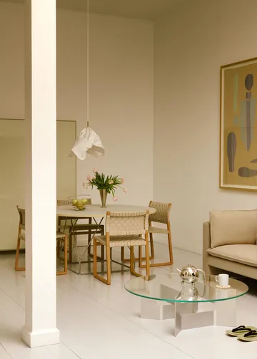 Τραπέζι σαλονιού JG Ø98 cm - Γυαλί-βούρτσιστο αλουμίνιο - Fredericia Furniture