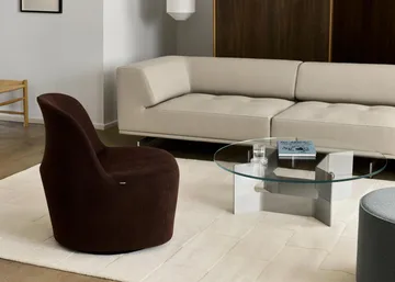 Τραπέζι σαλονιού JG Ø98 cm - Γυαλί-βούρτσιστο αλουμίνιο - Fredericia Furniture