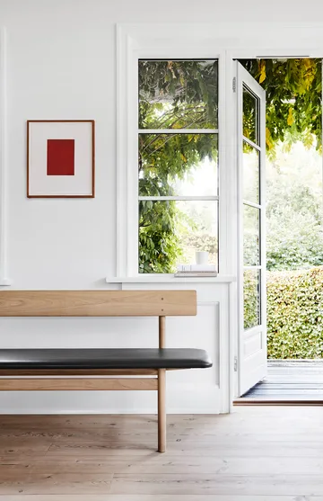 Mogensen 3171 πάγκος - Σαπουνισμένος δρυς-Δερμάτινο Omni 301 μαύρο - Fredericia Furniture