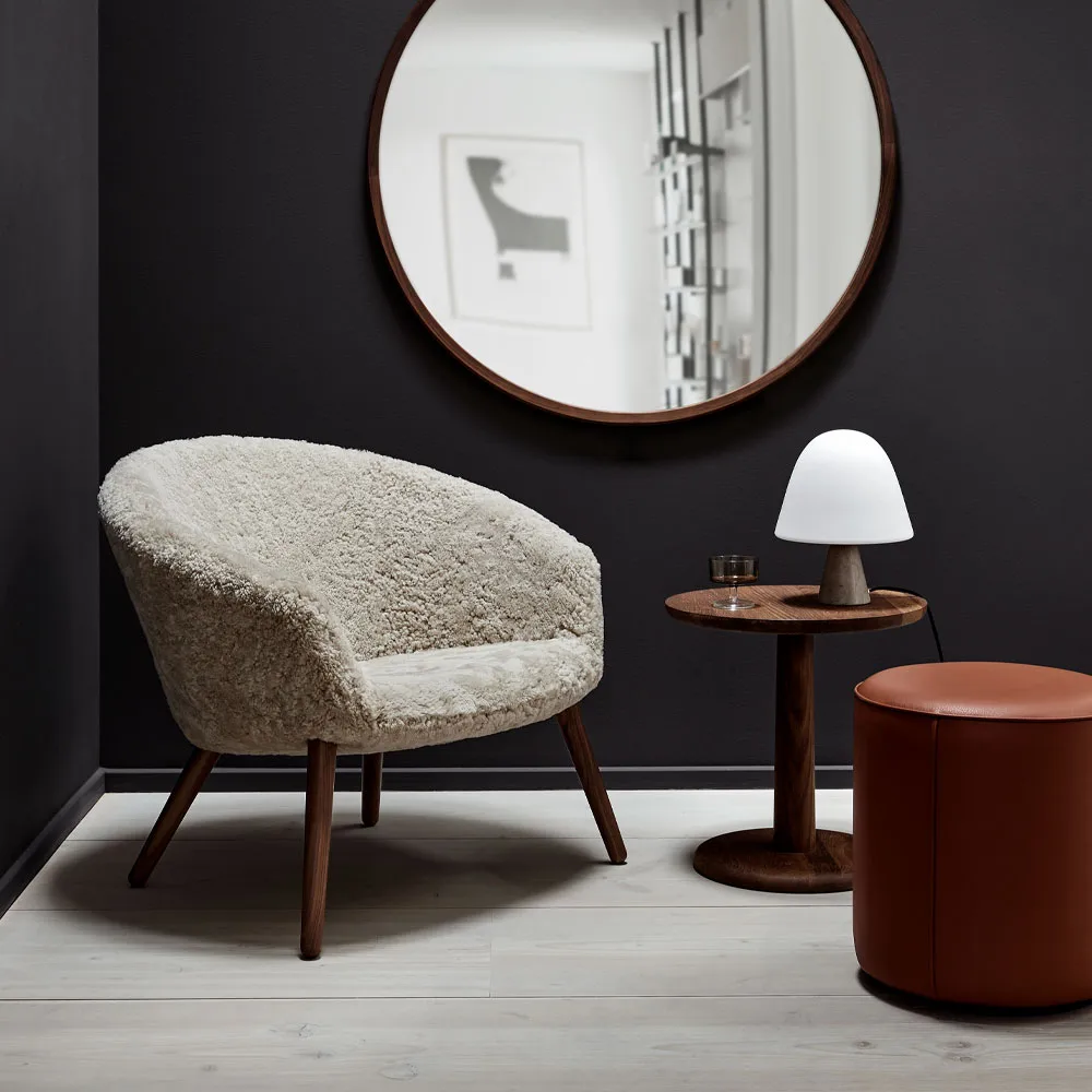 Mono sittpuff, Δέρμα omni 307 κονιάκ-Ø55 εκ. Fredericia Furniture