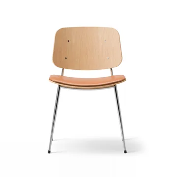 Søborg 3051 ξύλινη καρέκλα με επενδυμένο κάθισμα - Δερμάτινο Omni καφέ-χρωματιστός σκελετός - Fredericia Furniture