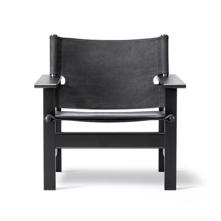 The Canvas Chair πολυθρόνα - Canvas μαύρο-μαύρη λουστραρισμένη δρυς, συμπ. μαύρο δερμάτινο μαξιλάρι - Fredericia Furniture