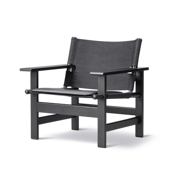 The Canvas Chair πολυθρόνα, Canvas μαύρο-μαύρη λουστραρισμένη δρυς, συμπ. μαύρο δερμάτινο μαξιλάρι Fredericia Furniture