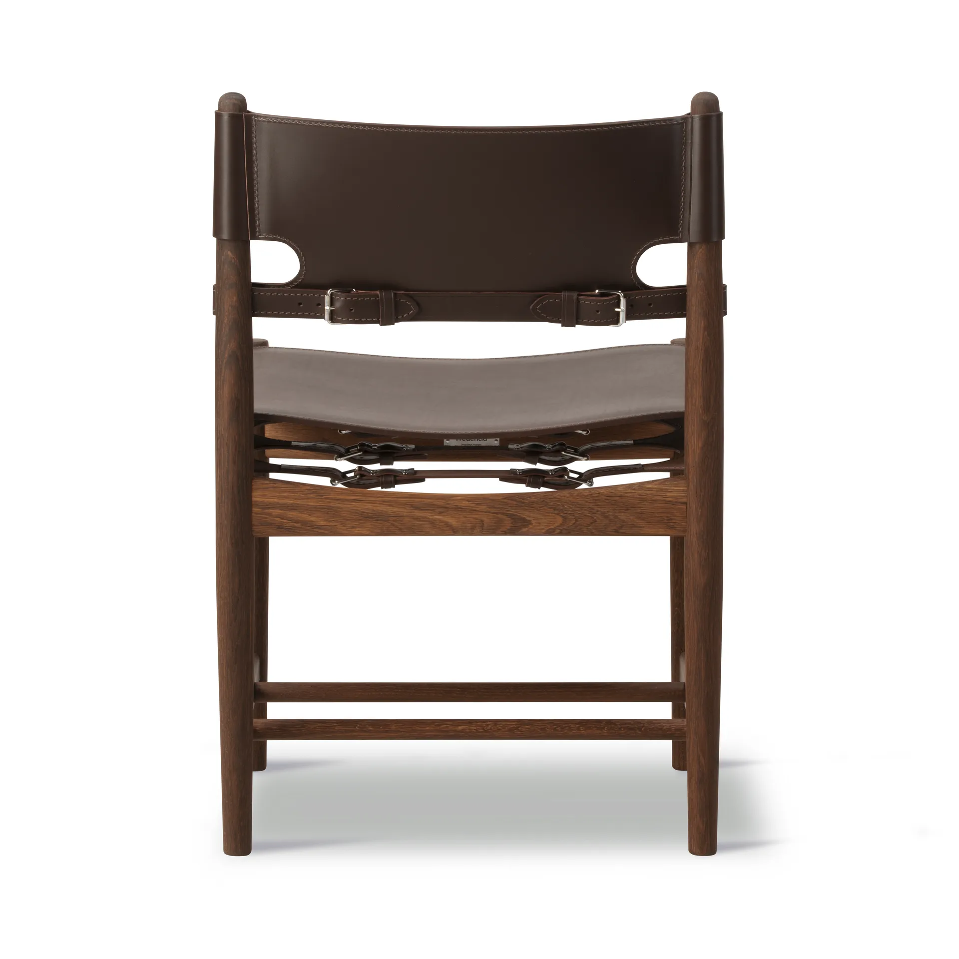 Η καρέκλα τραπεζαρίας The Spanish Dining Chair, Δέρμα σκούρο καφέ-καπνισμένη δρυς Fredericia Furniture