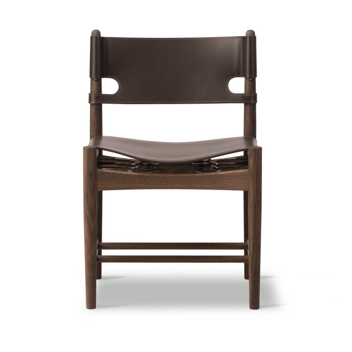 Η καρέκλα τραπεζαρίας The Spanish Dining Chair, Δέρμα σκούρο καφέ-καπνισμένη δρυς Fredericia Furniture